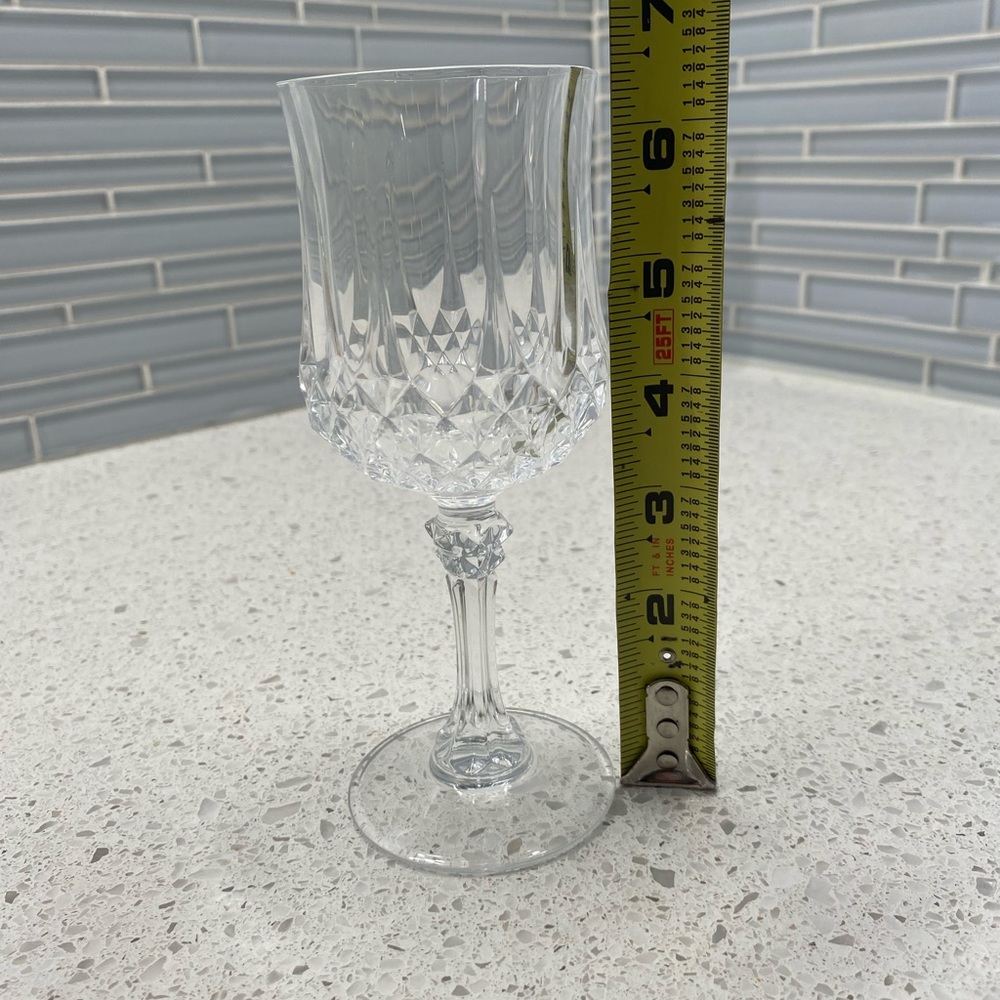 Vintage Cristal D'arques France Longchamp Cut Crystal Wine Glass 6 3/8” Set of 2 - Picture 7 of 8